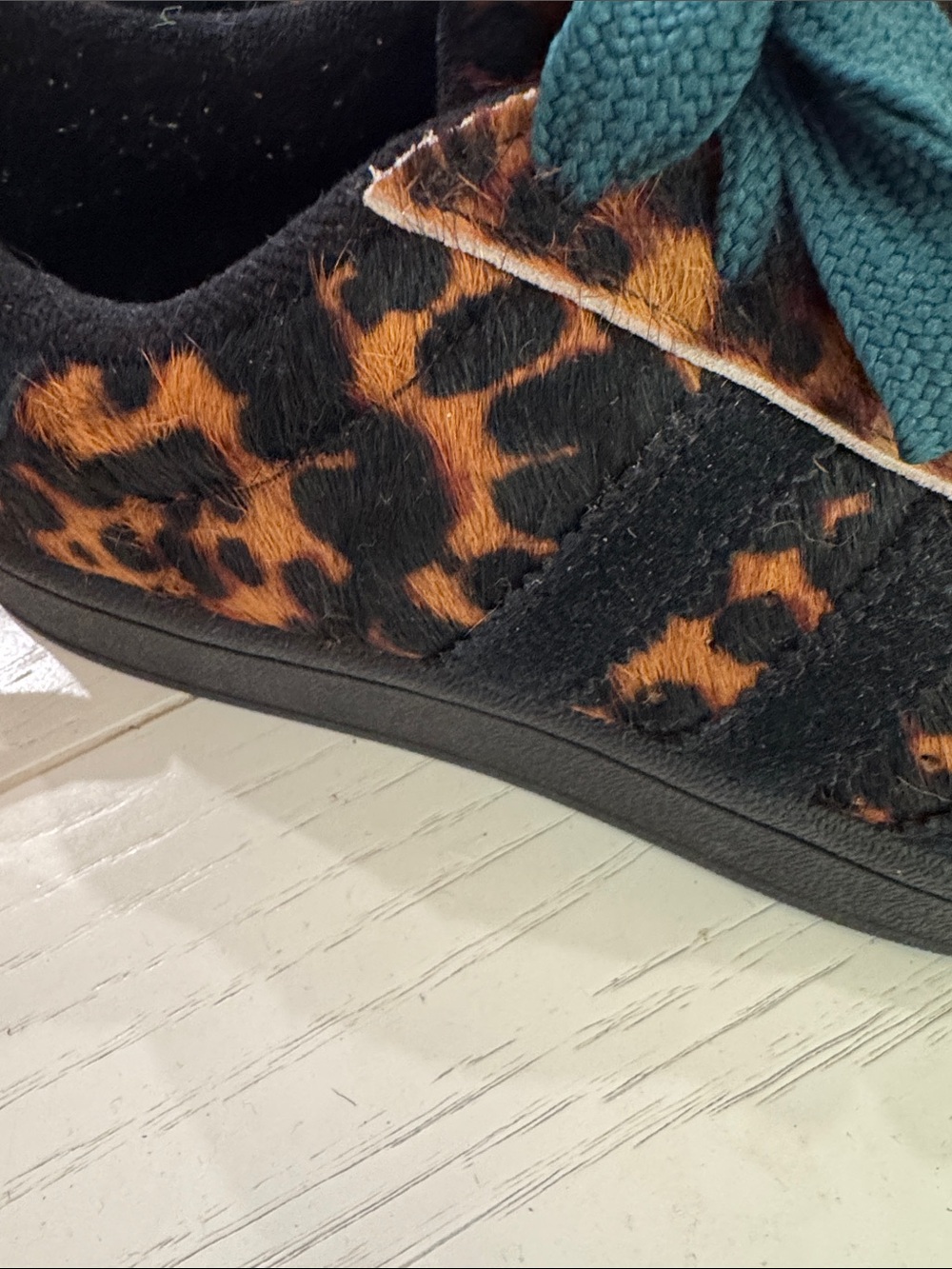adidas Leopard Print Sneakers with Teal Laces and Black Accents - Picture 6 of 6